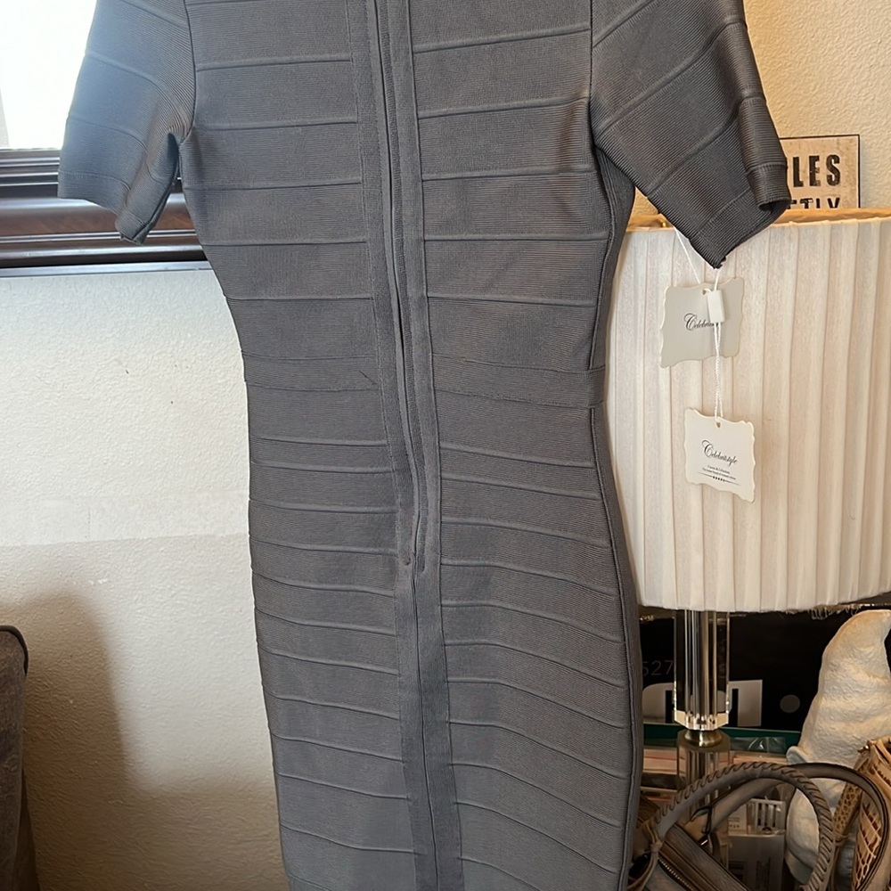 CelebritStyle Grey Bodycon Dress NWT - Picture 8 of 9